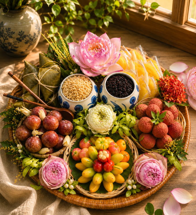 Mâm cúng Tết Đoan Ngọ. Ảnh: NVCC