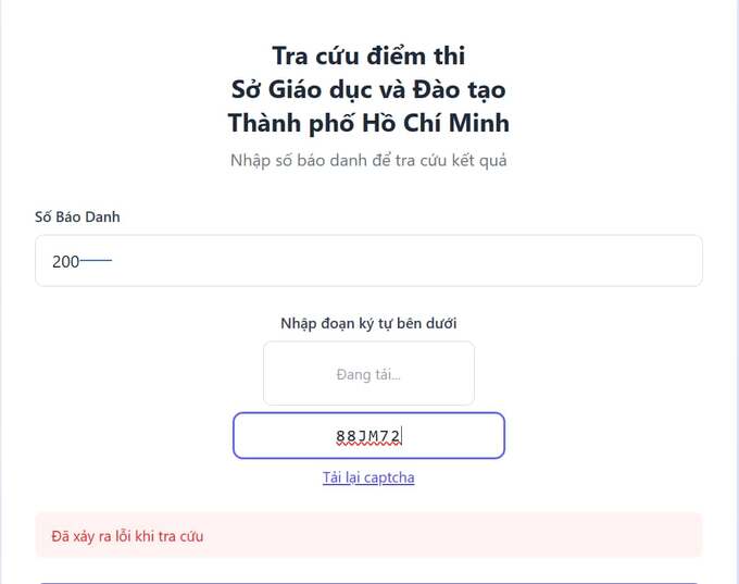 Màn hình tra cứu điểm thi lớp 10 tại TP HCM sáng 19/6 của một thí sinh. Ảnh chụp màn hình