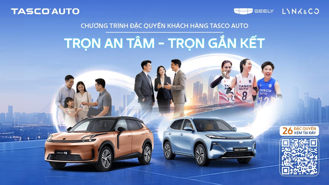 Người dùng mua Geely Coolray 2026 có thể an tâm trọn vẹn nhờ chương trình “Trọn an tâm, Trọn gắn kết” của Tasco Auto.