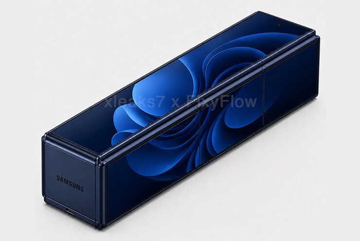 Hình ảnh mô phỏng bằng sáng chế điện thoại "cục gạch" của Samsung, khi được kéo dài hết cỡ.&nbsp;