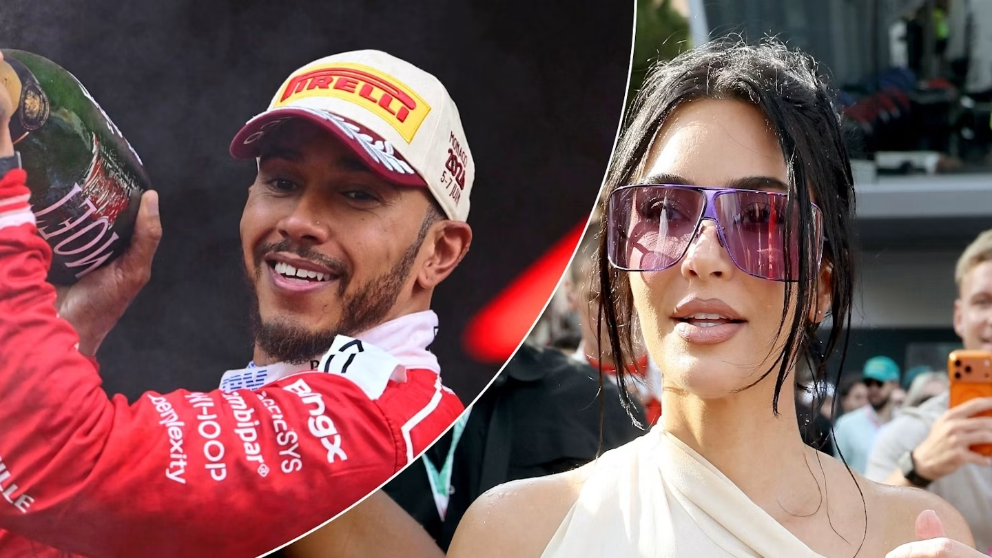 Kim Kardashian (phải) thường xuyên tới cổ vũ cho Lewis Hamilton ở các cuộc đua F1 gần đây