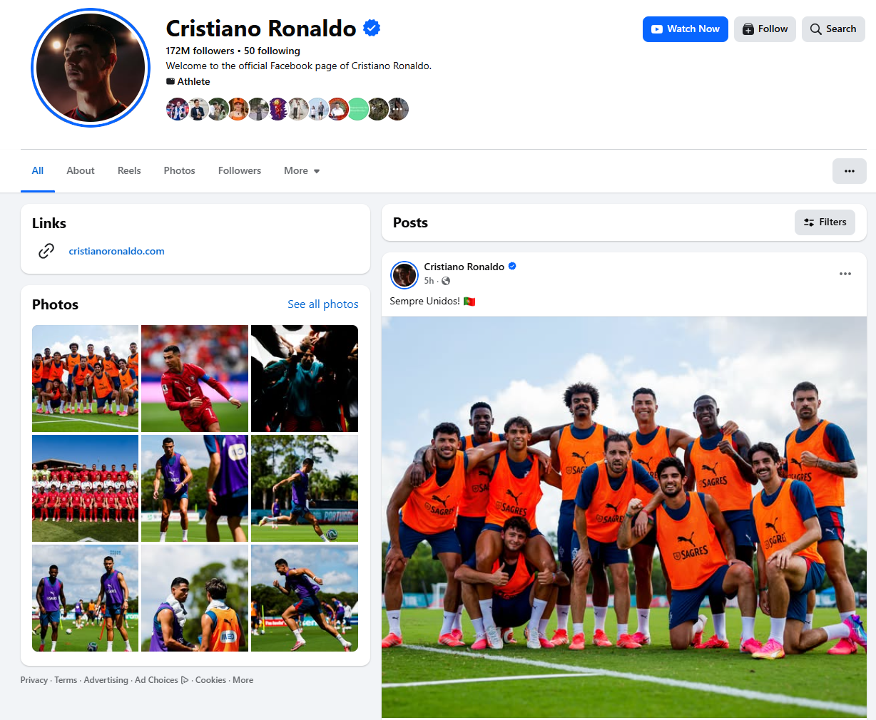 So kè tài khoản Facebook của bộ đôi ngôi sao bóng đá.