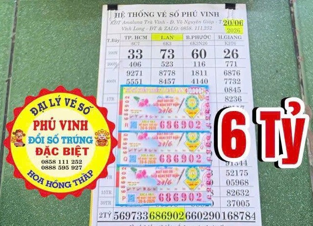 Giải độc đắc của vé số Long An trúng tại tỉnh Đồng Tháp. Ảnh: ĐLVS Phú Vinh
