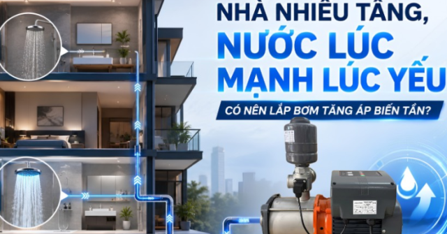 Nhà nhiều tầng, nước lúc mạnh lúc yếu: Có nên lắp bơm tăng áp biến tần?