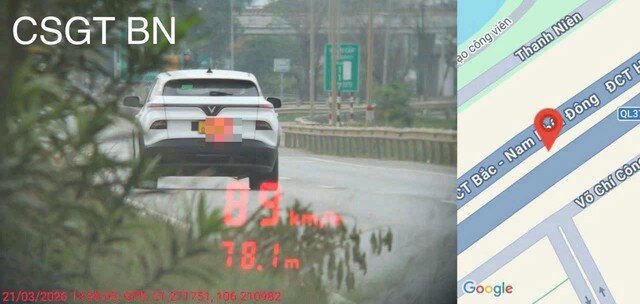 Chiếc xe ô tô con mang biển số giả liên tục vi phạm giao thông trên địa bàn tỉnh Bắc Ninh. Ảnh: Cục CSGT