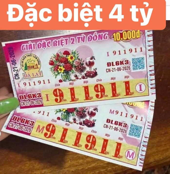 Giải độc đắc của vé số Đà Lạt trúng tại tỉnh Cà Mau. Ảnh: ĐLVS Phương Thảo