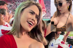 Hot girl Paraguay suýt “lộ sạch vòng 1” vì tuột áo, khán đài World Cup dậy sóng