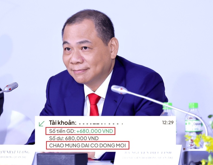 Nhân viên LPBank nhận khoản tiền 680.000 đồng/người với nội dung "Chào mừng đại cổ đông mới".