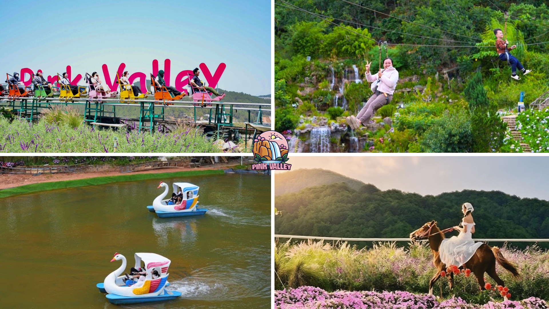 Du khách trải nghiệm trò chơi tại Pink Valley