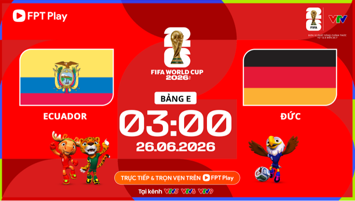 Ecuador vs Đức. Ảnh: FPT Play