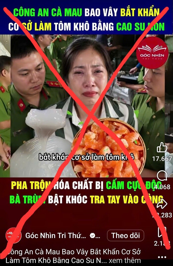 Thông tin sai sự thật được trang Fanpage "Góc nhìn tri thức" đăng tải