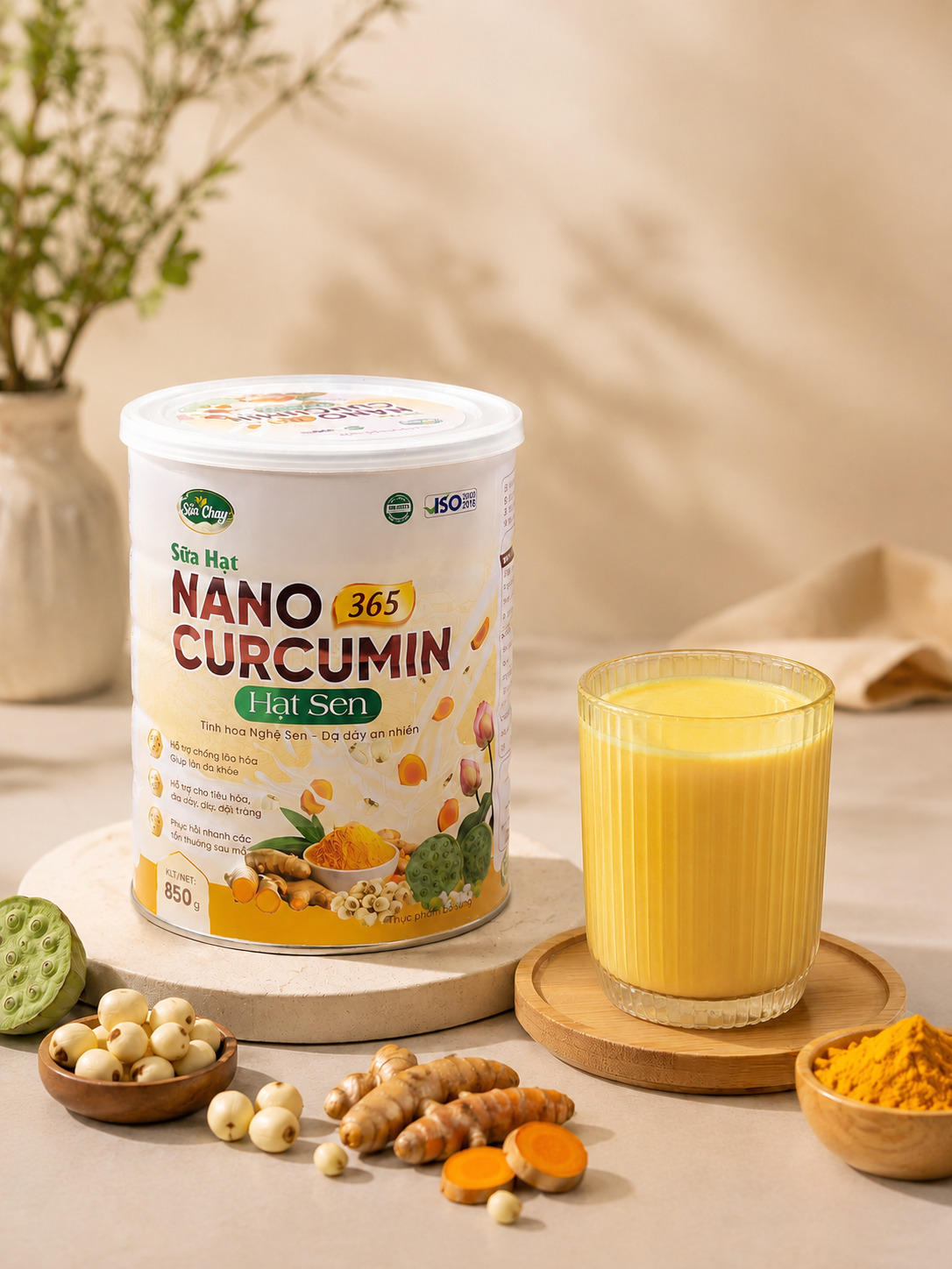 Sữa hạt Nano Curcumin Hạt Sen 365 hỗ trợ chăm sóc dạ dày tốt hơn