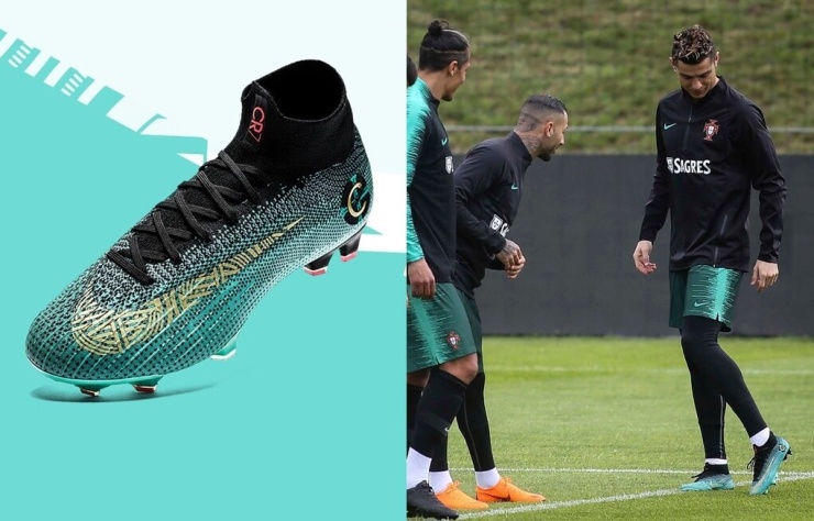 Ronaldo mang giày CR7 Chapter 6: "Born Leader" lấy ý tưởng từ người lãnh đạo. Thiết kế nhằm tôn vinh tầm ảnh hưởng và vai trò thủ lĩnh của Cristiano Ronaldo trong màu áo đội tuyển quốc gia Bồ Đào Nha. Ảnh: Instagram CR7holic