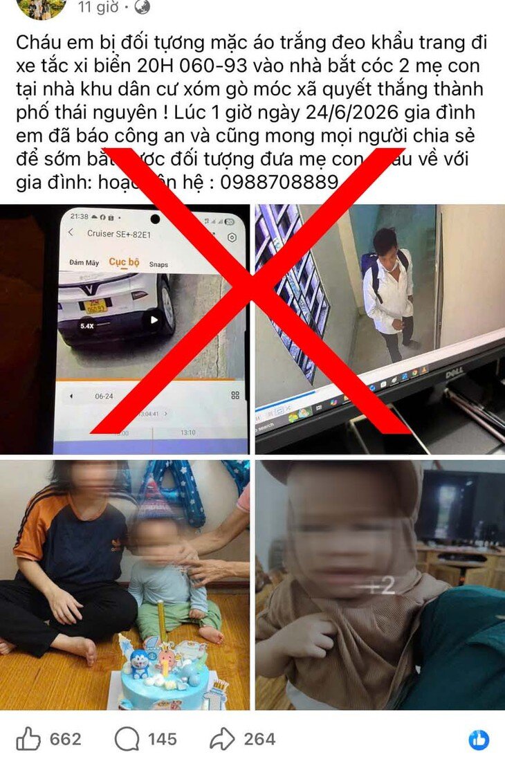 Đây là thông tin chưa được kiểm chứng, gây hoang mang trong dư luận xã hội. Ảnh: Công an tỉnh Thái Nguyên
