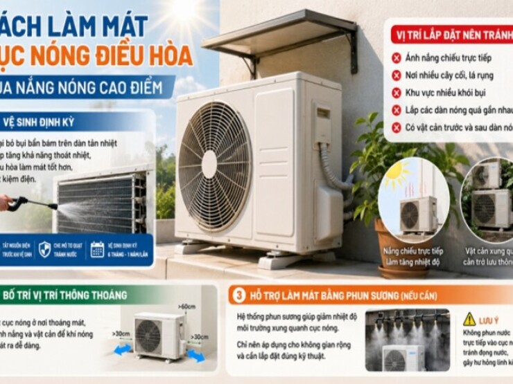 Nắng nóng cao điểm, làm sao để cục nóng điều hòa không “kiệt sức”?