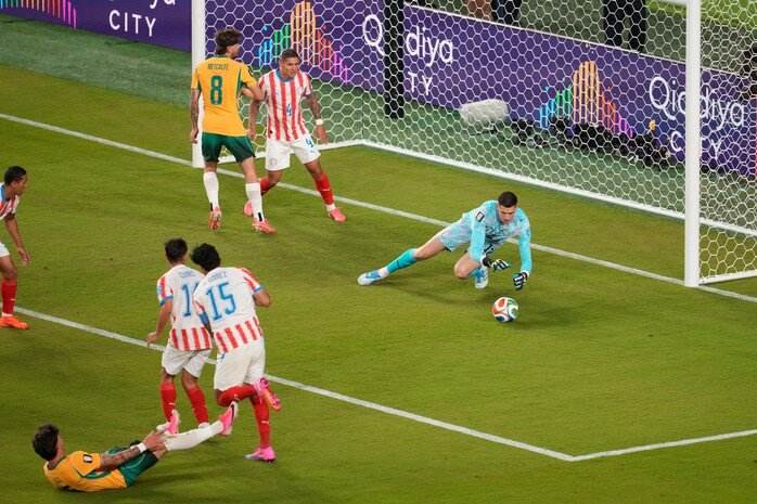 Úc và Paraguay hòa tẻ nhạt ở lượt cuối bảng D World Cup 2026. Ảnh: AP