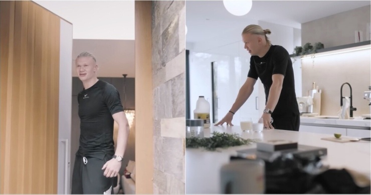 Ảnh chụp màn hình Youtube của Erling Haaland trong căn nhà tại Alderley Edge.
