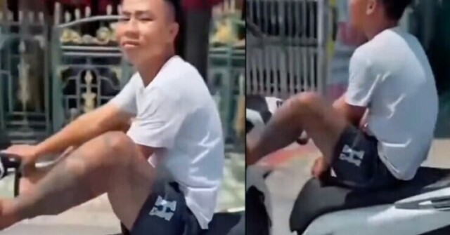 Tịch thu xe SH của nam thanh niên khi dùng chân điều khiển phương tiện