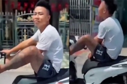 Tịch thu xe SH của nam thanh niên khi dùng chân điều khiển phương tiện