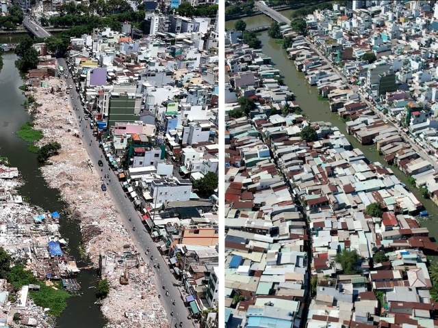 Rạch Xuyên Tâm sau giải tỏa nhìn từ trên cao
