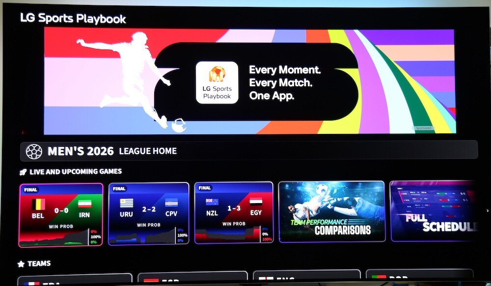 Giao diện LG Sports Playbook.