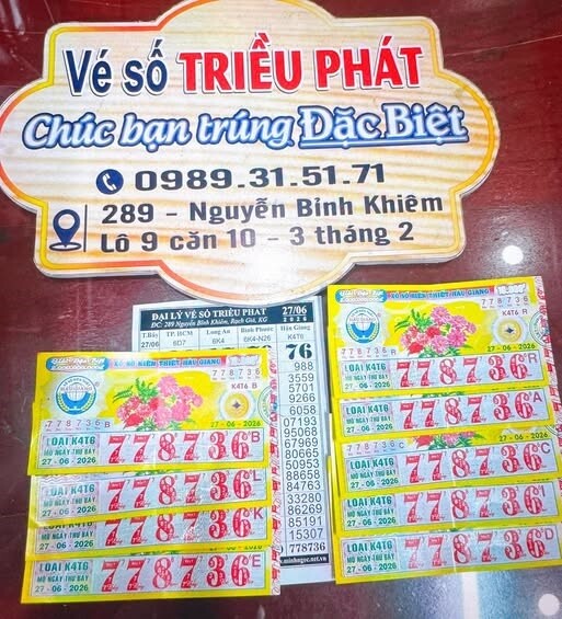 Giải độc đắc của vé số Hậu Giang trúng tại tỉnh An Giang. Ảnh: ĐLVS Triều Phát