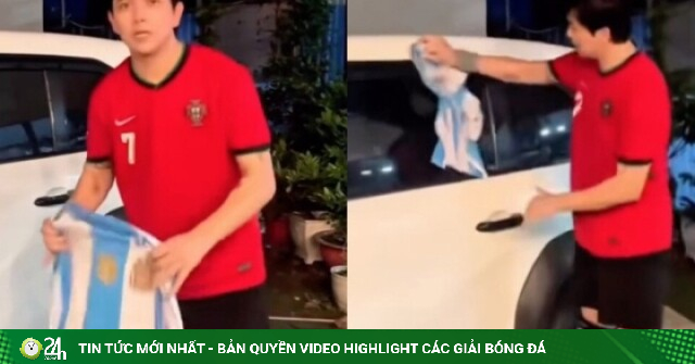 Ca sĩ Tim hứng chỉ trích dữ dội khi dùng áo của đội tuyển Argentina để lau xe