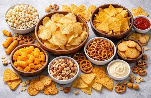 Thực phẩm siêu chế biến như mì ăn liền, snack, nước ngọt đang ngày càng phổ biến trong bữa ăn hiện đại. (Ảnh minh hoạ)