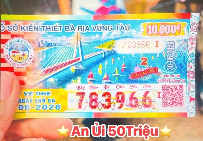 Giải an ủi của vé số Vũng Tàu trúng tại tỉnh Tây Ninh. Ảnh: ĐLVS Thanh