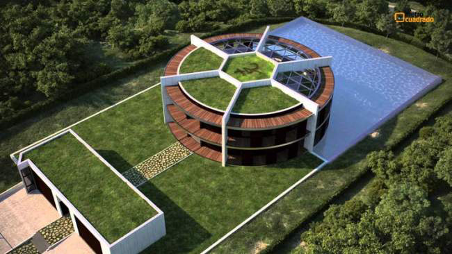 7. Nhà của Lionel Messi (112 tỷ đồng). Ngôi nhà được thiết kế hình sân bóng cực kỳ ấn tượng. Với một bên là sân cỏ và một bên là bể bơi, còn ngôi nhà nằm ở vòng tròn trung tâm, có hình dạng một quả bóng, với nửa phần mái được lợp kính.

