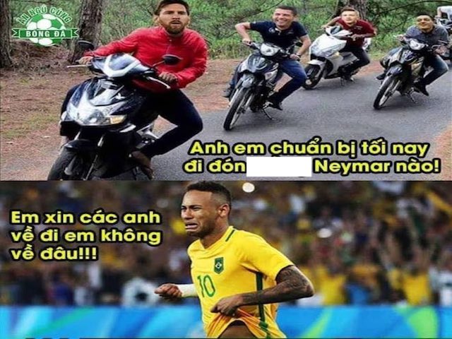 Dân mạng chế ảnh Naymar khóc, van xin Messi và Ronaldo đừng chờ