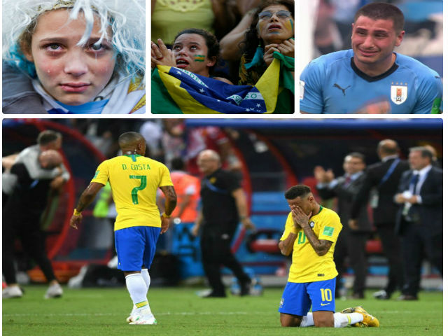 Ấn tượng World Cup 7/7: Neymar ”quỳ gối” Lukaku, rừng fan Brazil khóc hận