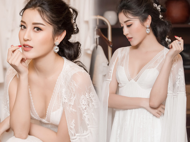 Người mẫu - Hoa hậu - Á hậu Huyền My mong manh trong váy trắng