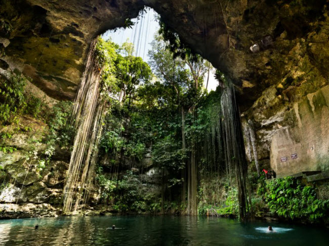 Bán đảo Yucatán, Mexico: Khu vực này nổi tiếng với những hố nước sâu tự nhiên được tạo ra, khi bề mặt đá vôi sụt lún để lộ ra mặt nước ngầm.
