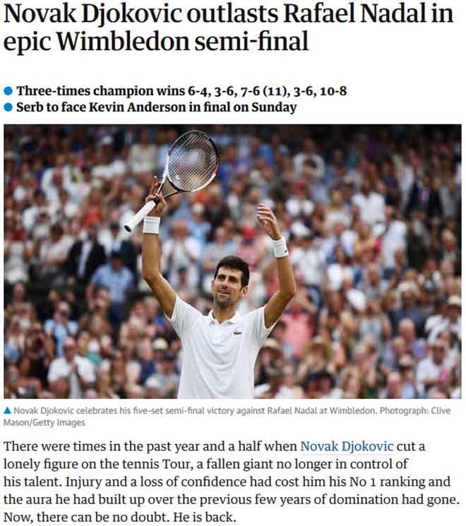 Kinh điển Nadal – Djokovic: Báo chí thế giới “khóc” cho Rafa, tung hô Nole - 1