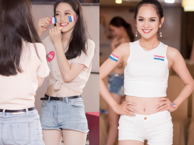 Người đẹp Hoa hậu Việt Nam mặc quần siêu ngắn mừng Pháp vô địch
