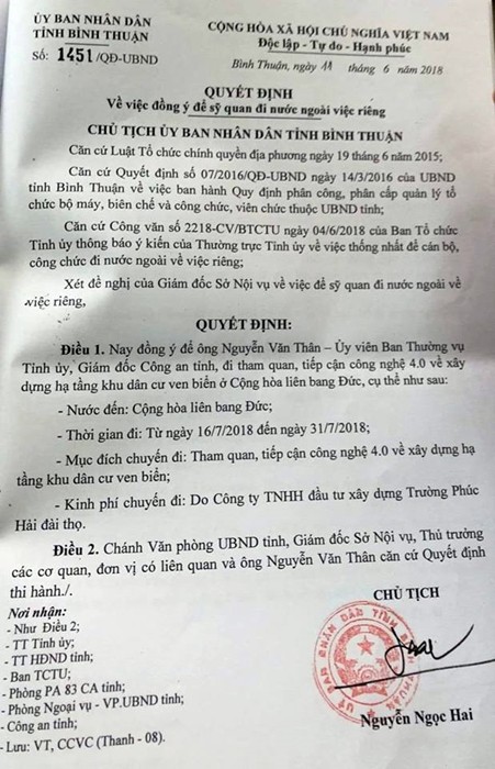 Bí thư Bình Thuận lên tiếng vụ đoàn cán bộ của tỉnh đi Đức từ tiền doanh nghiệp - 1