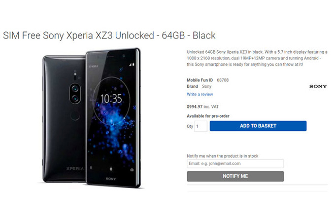 Sony Xperia XZ3 sẽ có cấu hình “khủng”, giá siêu đắt - 1