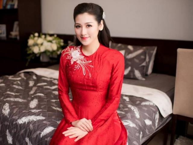 Người mẫu - Hoa hậu - Áo dài cưới đỏ thắm tôn dáng đầy đặn của á hậu Tú Anh