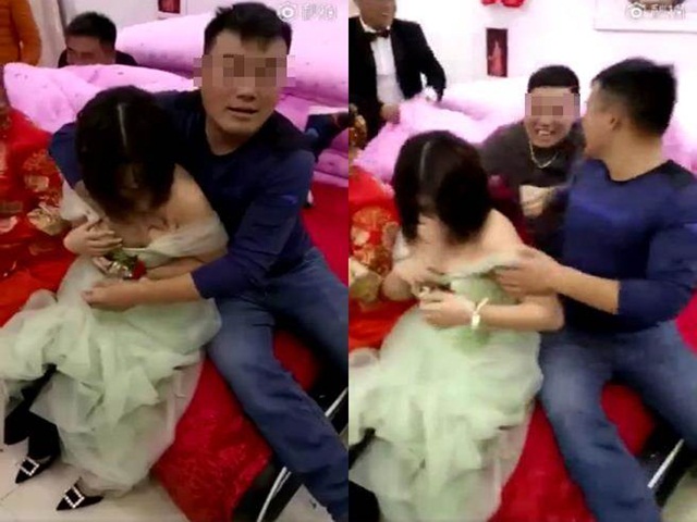 Phù dâu hốt hoảng khi bị bạn chú rể sàm sỡ công khai trong đám cưới