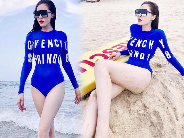 Kỳ Duyên, "mỹ nữ Vũng Tàu đi xe 70 tỷ" thử trend áo bơi mới