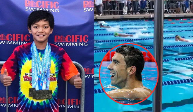 Ngỡ ngàng: Cậu bé 10 tuổi phá kỷ lục bơi 23 năm của Michael Phelps - 1