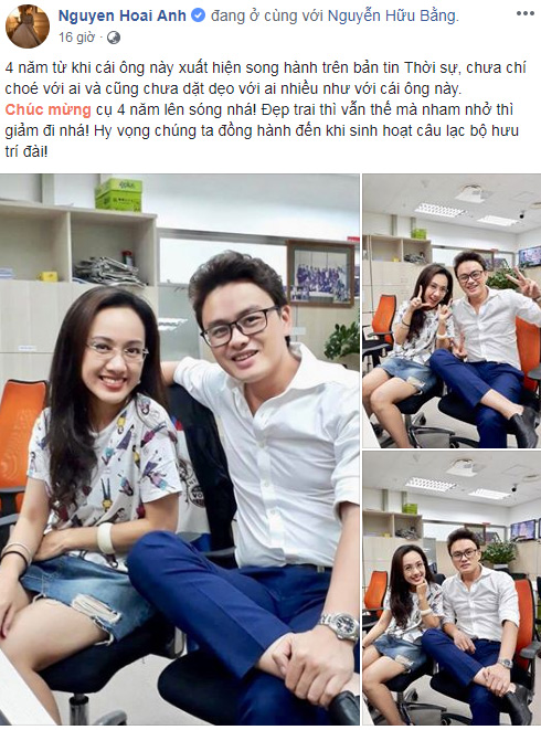 BTV Hoài Anh &#34;dìm hàng&#34; BTV Hữu Bằng nhân kỷ niệm 4 năm lên sóng - 1