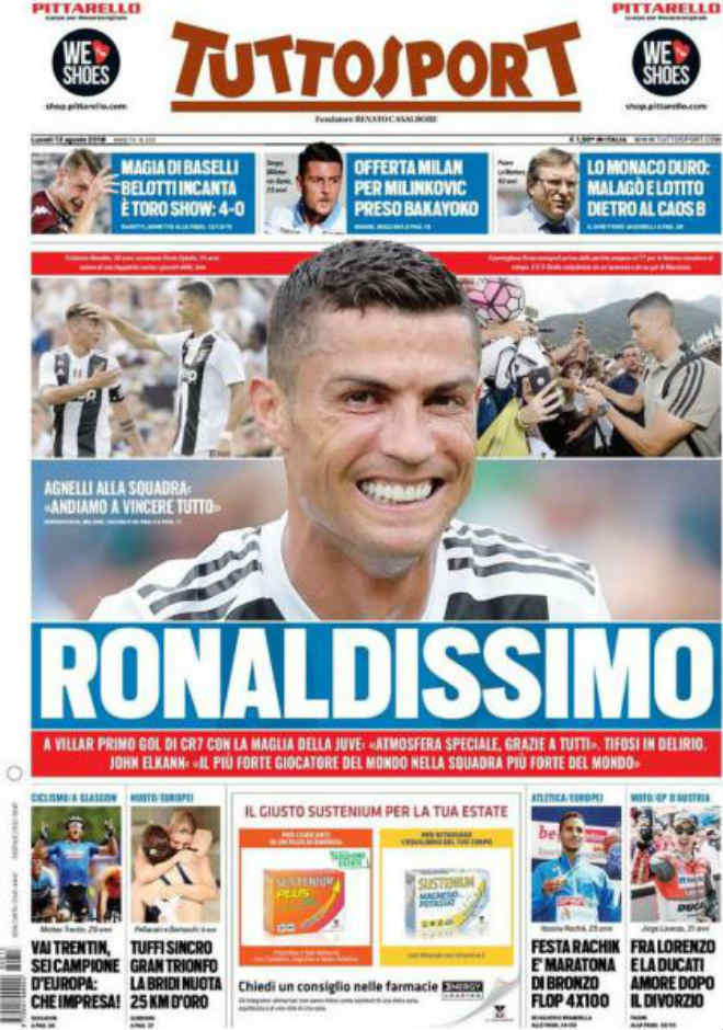 Ronaldo 8 phút ghi bàn ra mắt Juventus: Báo Italia ca ngợi “quái vật ngoài hành tinh” - 3