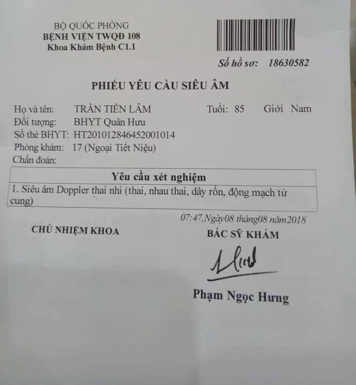 Bệnh viện 108 lên tiếng về thông tin &#34;cụ ông được siêu âm thai nhi&#34; - 1