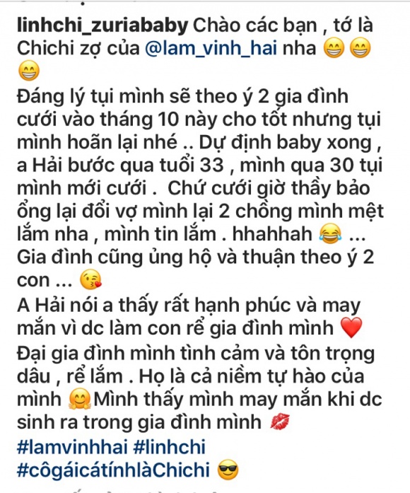 Linh Chi thông báo hoãn cưới Lâm Vinh Hải để sinh con trước - 2