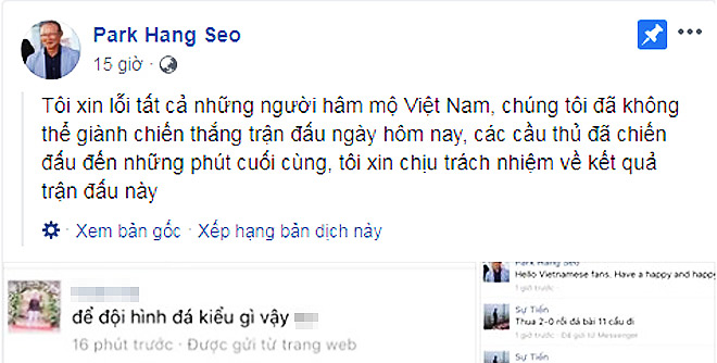 Sao Việt bức xúc trước fan cuồng chỉ trích HLV Park Hang Seo - 1