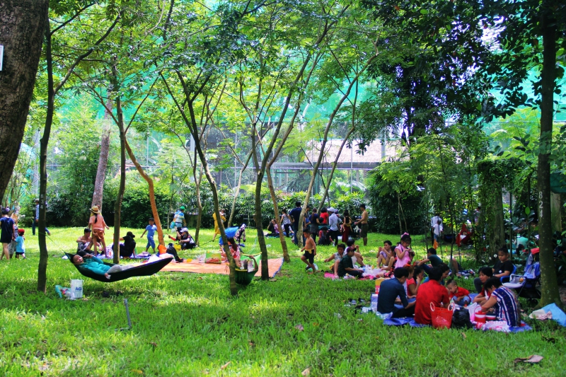 Đi chơi lễ, người dân trải bạt, mắc võng la liệt trong Thảo Cầm Viên - 8