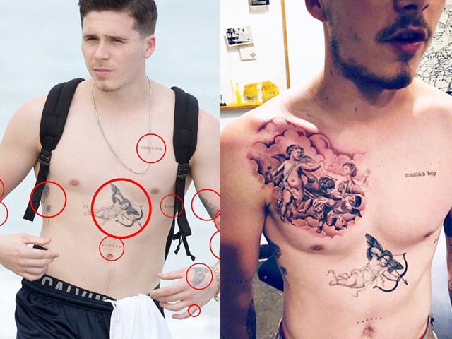 Người mẫu - Hoa hậu - Quý tử nhà Beckham lộ chi tiết hình xăm thiên thần "sao chép" của bố
