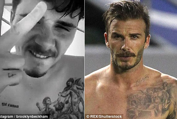 Quý tử nhà Beckham lộ chi tiết hình xăm thiên thần "sao chép" của bố - 1